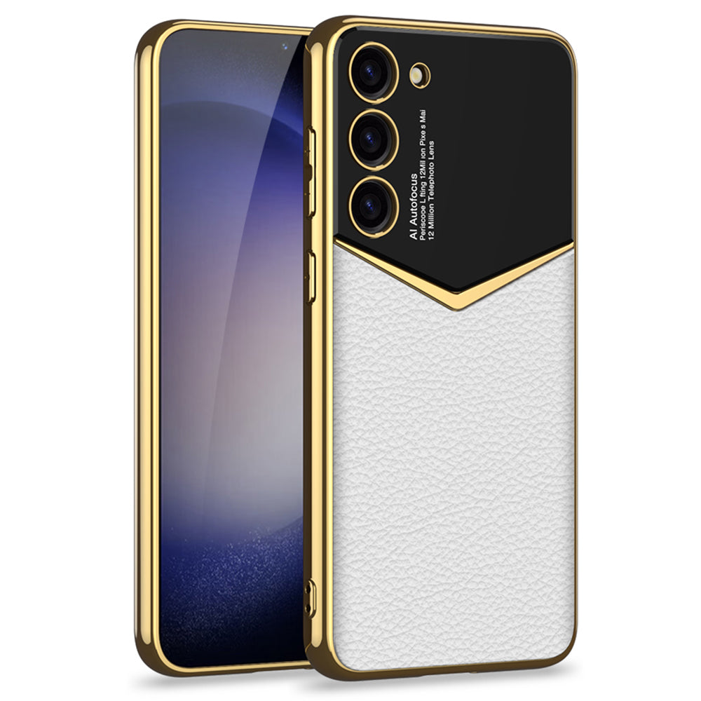 GKK For Samsung Galaxy S23 PU Leather Coating Phone Cover Electroplating PC TPU Case GKK For Samsung Galaxy S23 PU Leather Coating Phone Cover Electroplating PC TPU Case